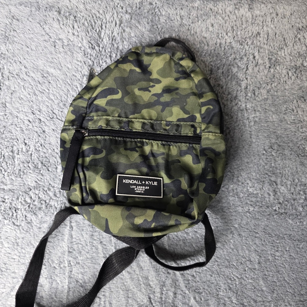 Kendall + Kylie Womens OS Mini Backpack Green Camo Utility Zip Streetwear Bag